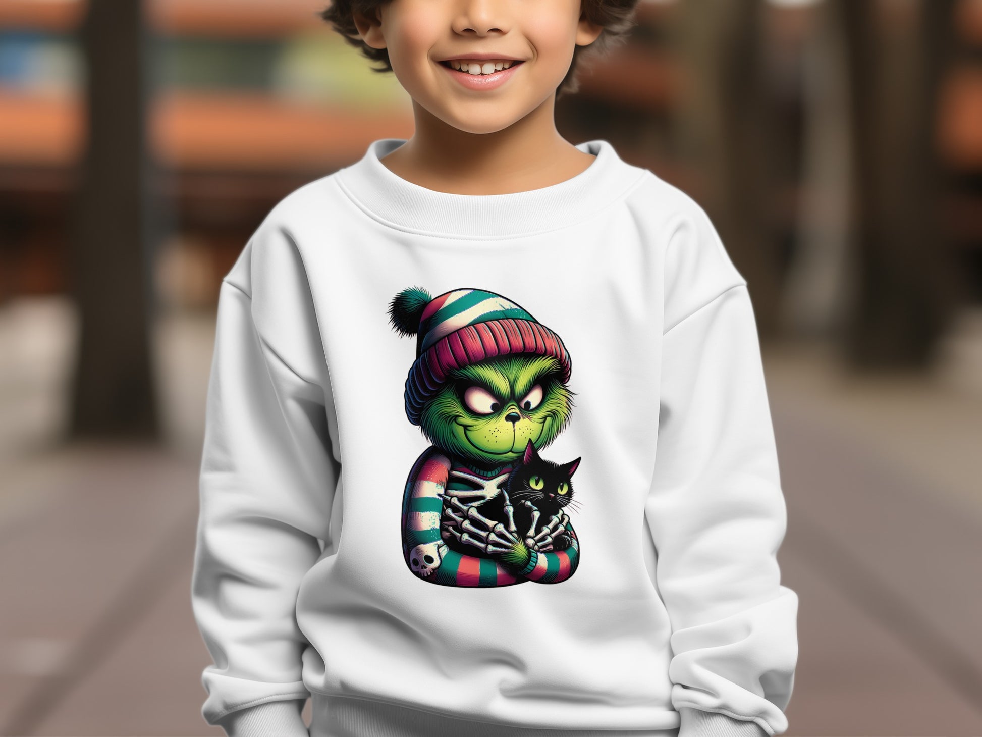 Grumpy Character Holding Cat Kids Sweatshirt product type