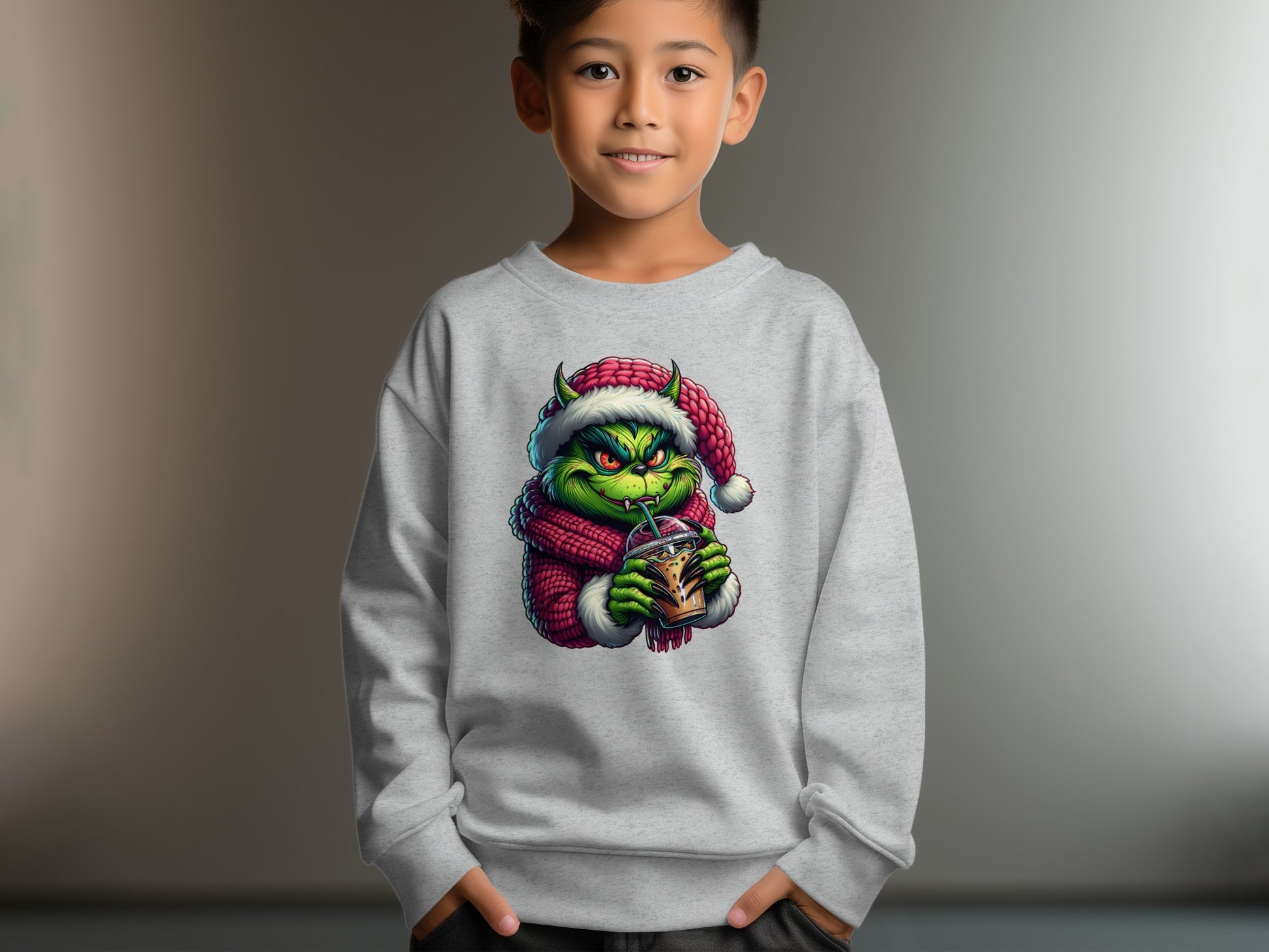 Festive Green Monster with Hot Cocoa Graphic Sweatshirt product