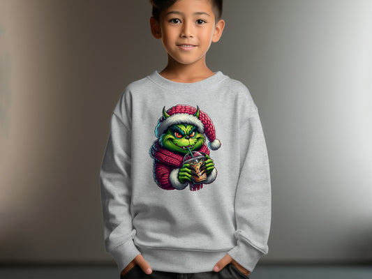 Festive Green Monster with Hot Cocoa Graphic Sweatshirt product