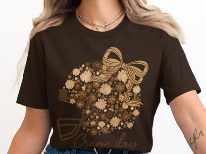 Chic Flower Bow Wreath Game Day Graphic T-Shirt product
