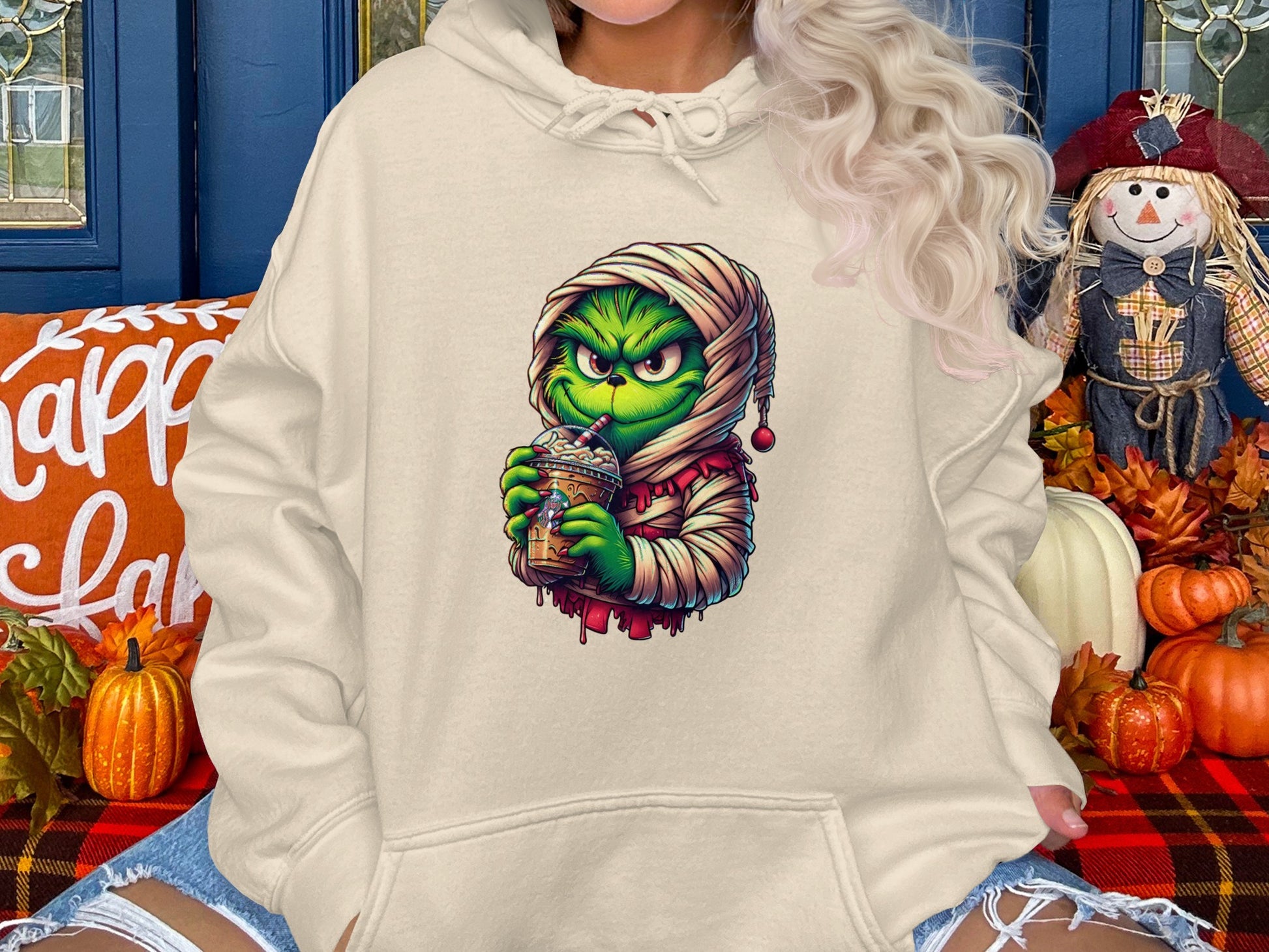 Grinch Drinking Cold Beverage Graphic Hoodie product