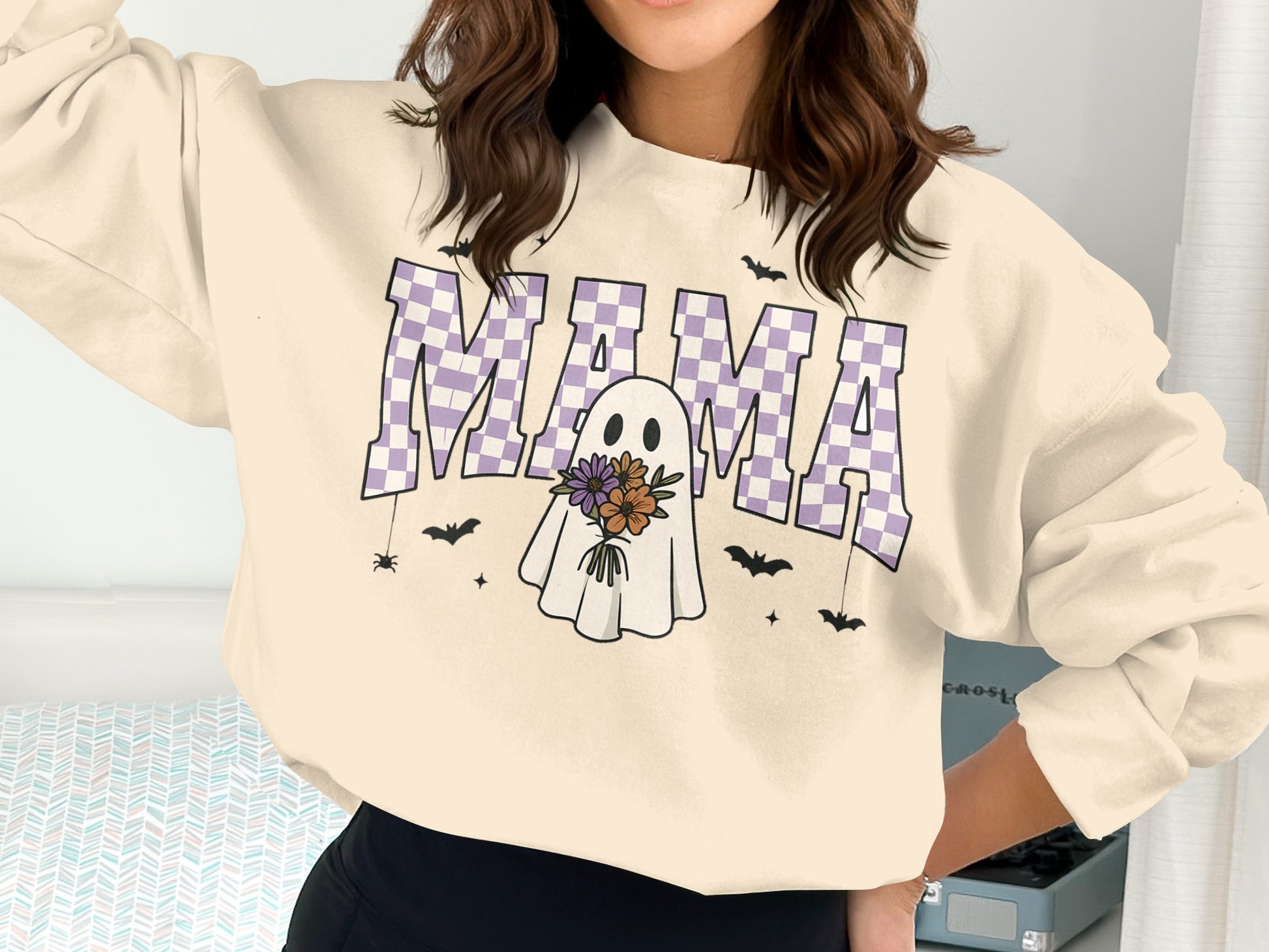 Mama Ghost Checkered Letters Sweatshirt product type