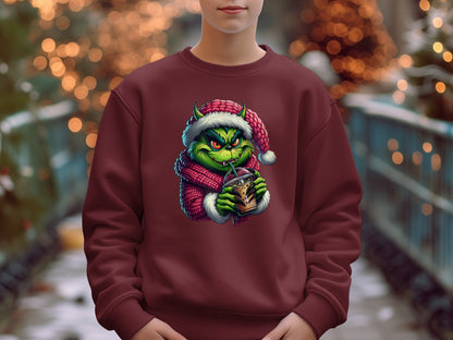 Grinch Drinking Iced Coffee Christmas Sweatshirt product