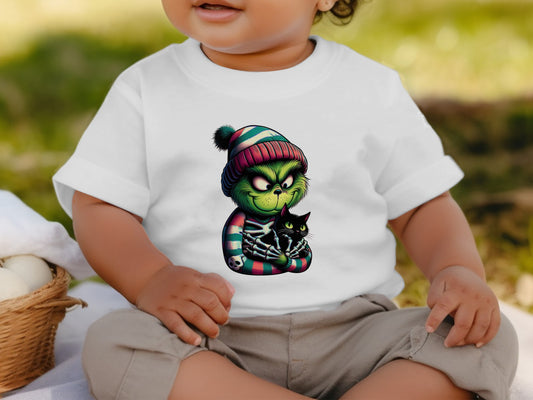 Cute Baby in Grinch Hat Graphic Printed T-Shirt product