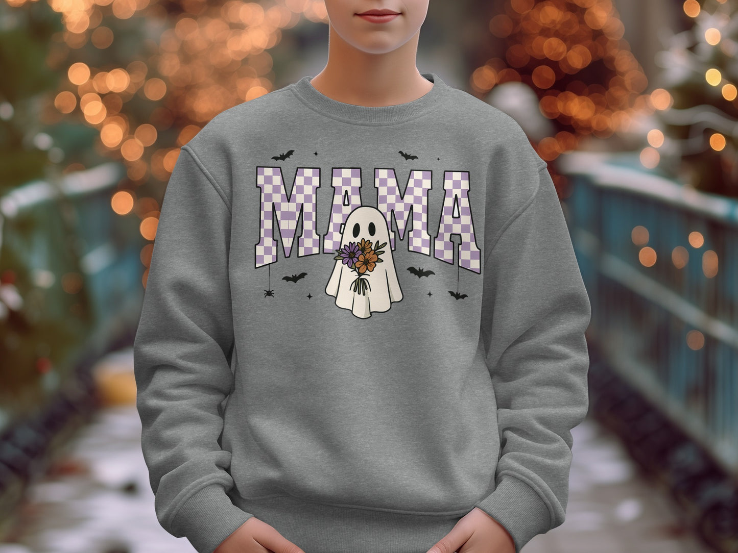 Mama Ghost Holding Flowers Design Sweatshirt product