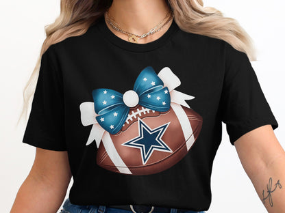 Football Graphic Tee with Star and Bow Design product