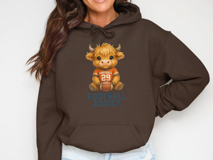 Football Addict Hoodie with Adorable Cow Cartoon product type