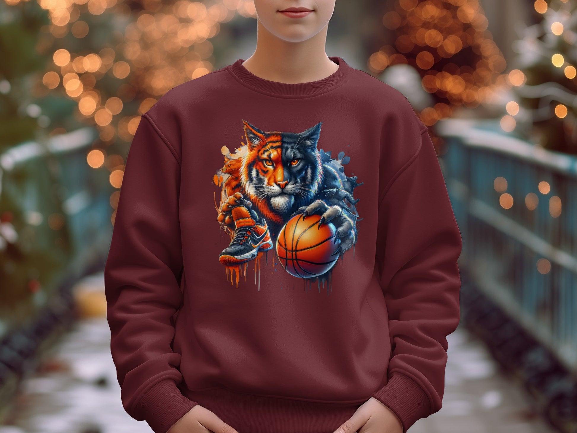 Fierce Tiger and Wolf Basketball Art Sweatshirt product