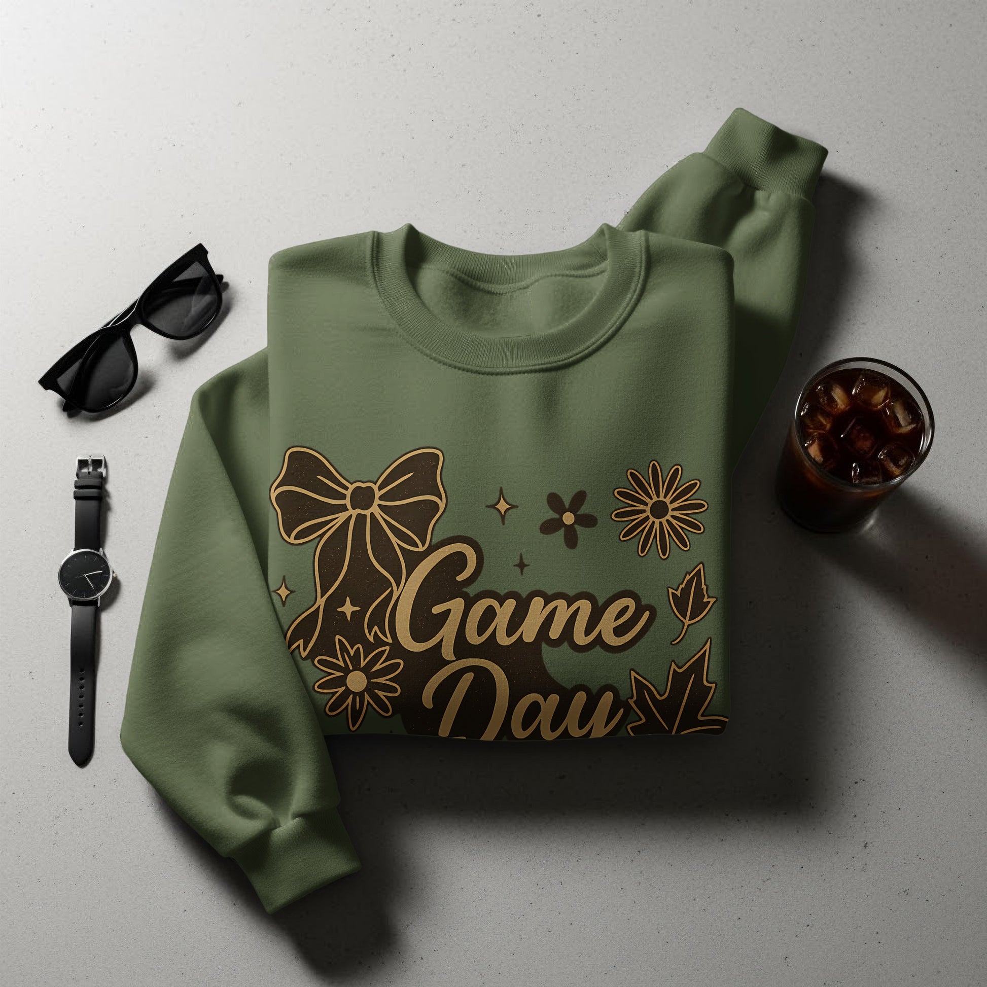 Game Day Bow Flowers Leaves Graphic Design Product