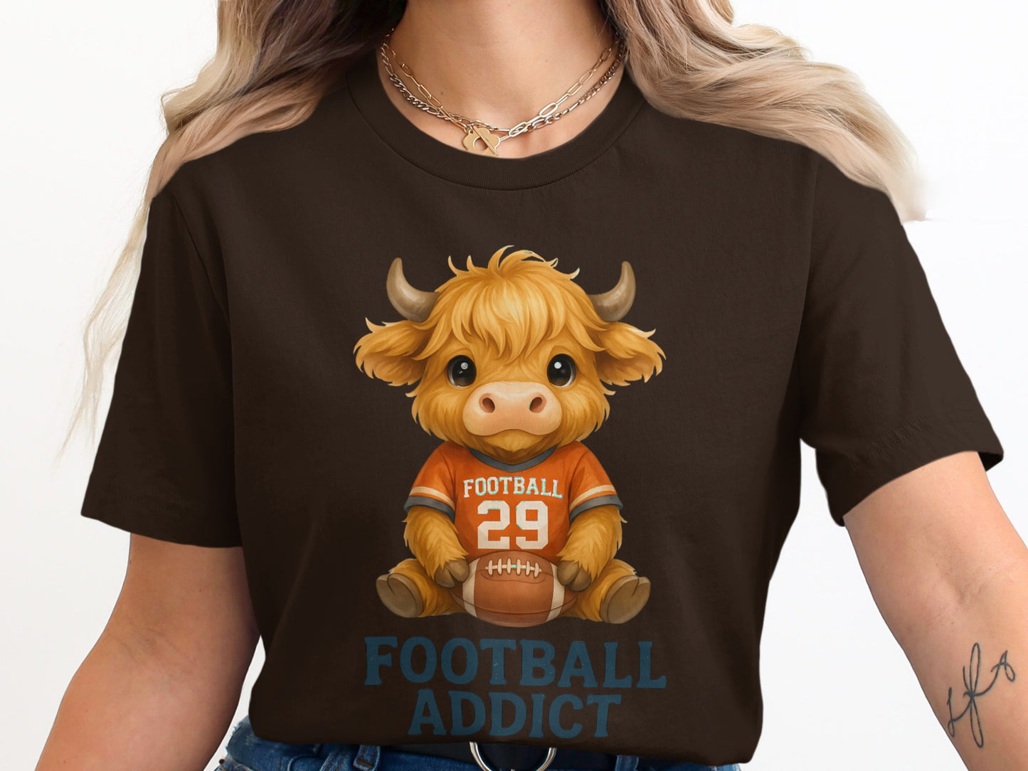 Football Addict Cartoon Cow Graphic Printed T-Shirt product
