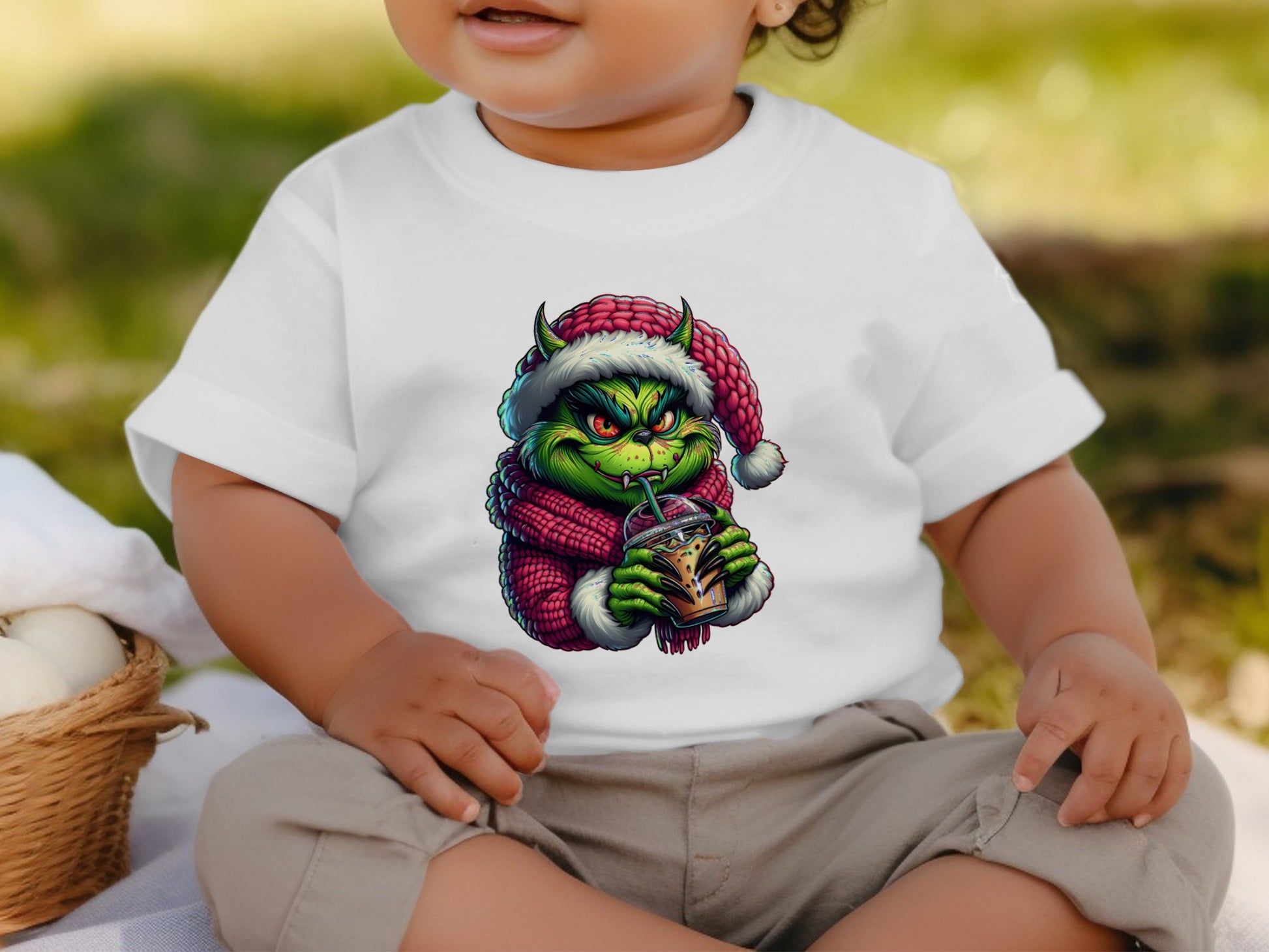 Festive Grinch Design Baby Wearing Shirt product type