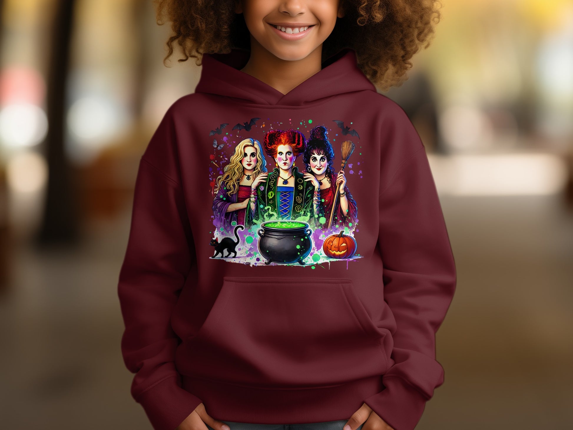 Spooky Witch Trio Cauldron Halloween Hoodie product type