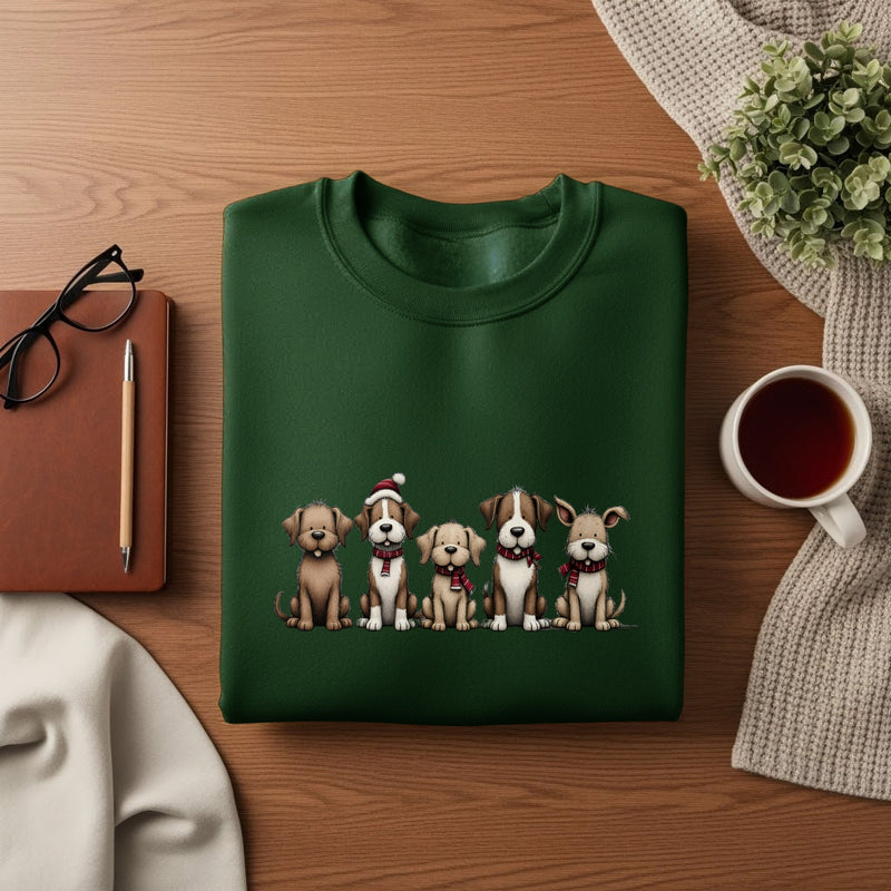 Cute Puppies Winter Holiday Sweatshirt | Cozy Christmas Sweatshirt