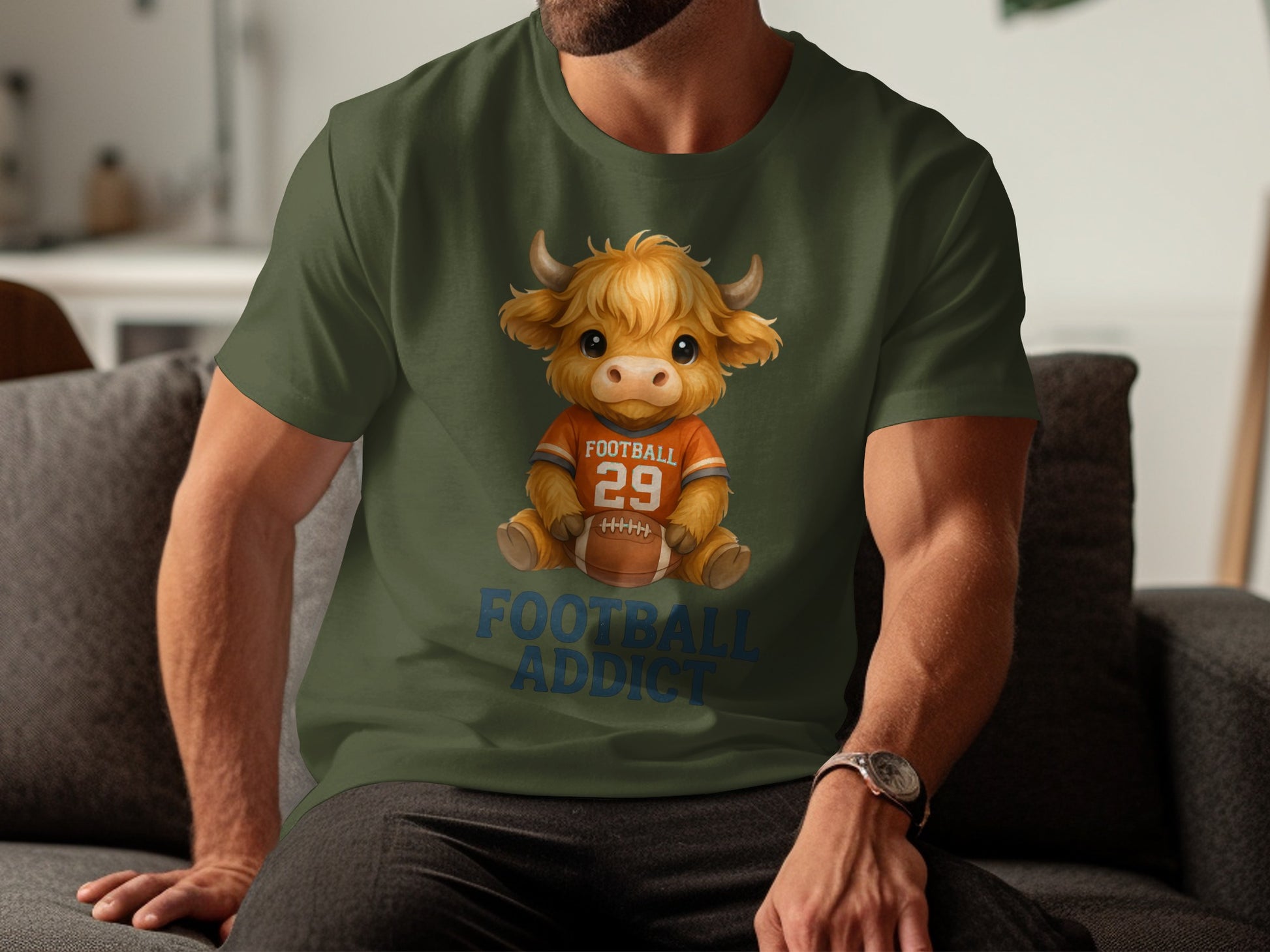 Football Addict Highland Cow T Shirt product