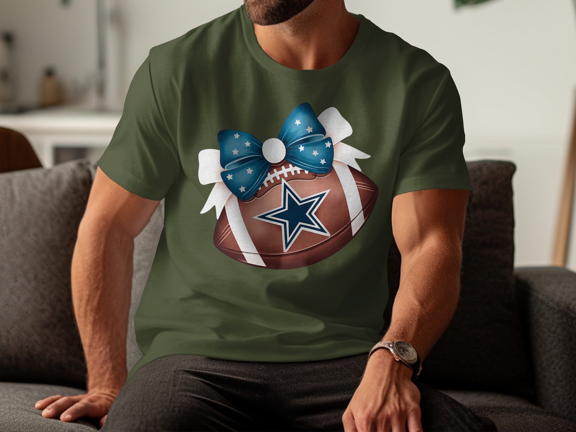 Football Graphic Tee with Bow Design sports product