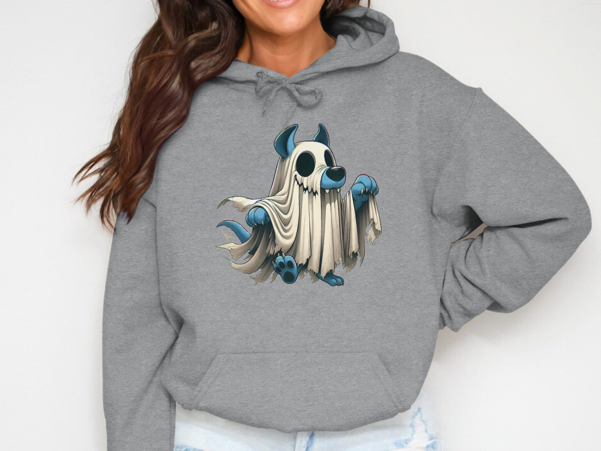 Cute Ghostly Blue Paw Print Hoodie product type
