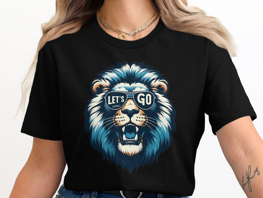 Let's Go Roaring Lion Graphic Print Black T-Shirt product