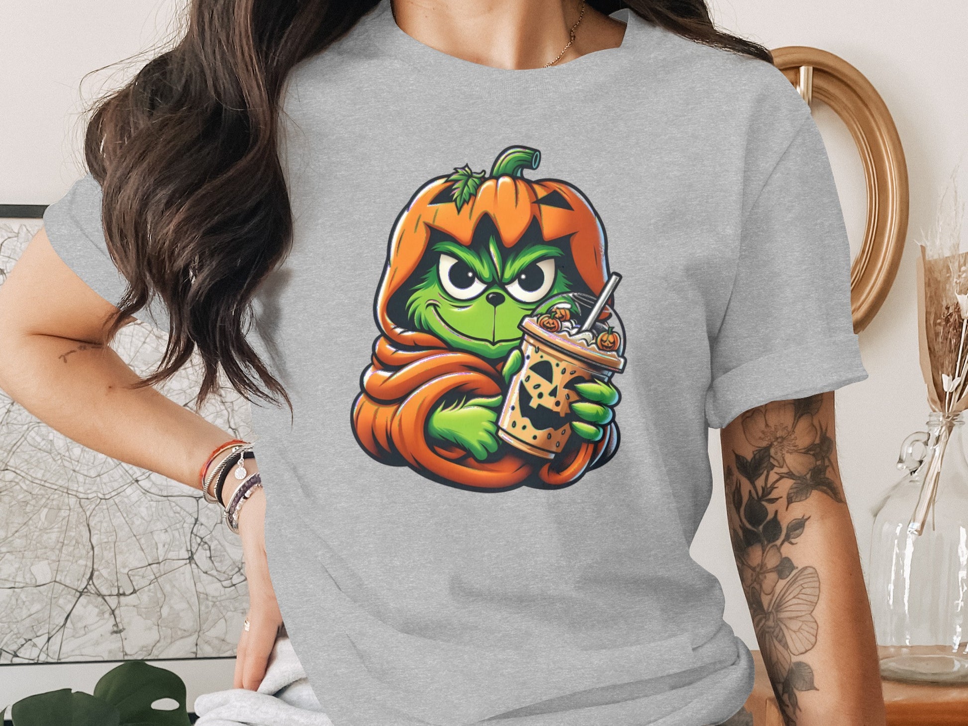 Spooky Pumpkin Character Holding Drink T-shirt product