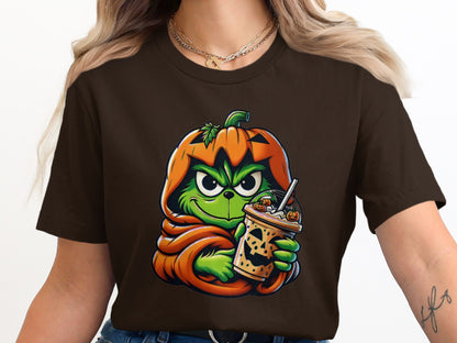 Grinch in Pumpkin Hoodie Drinking Halloween Beverage product type