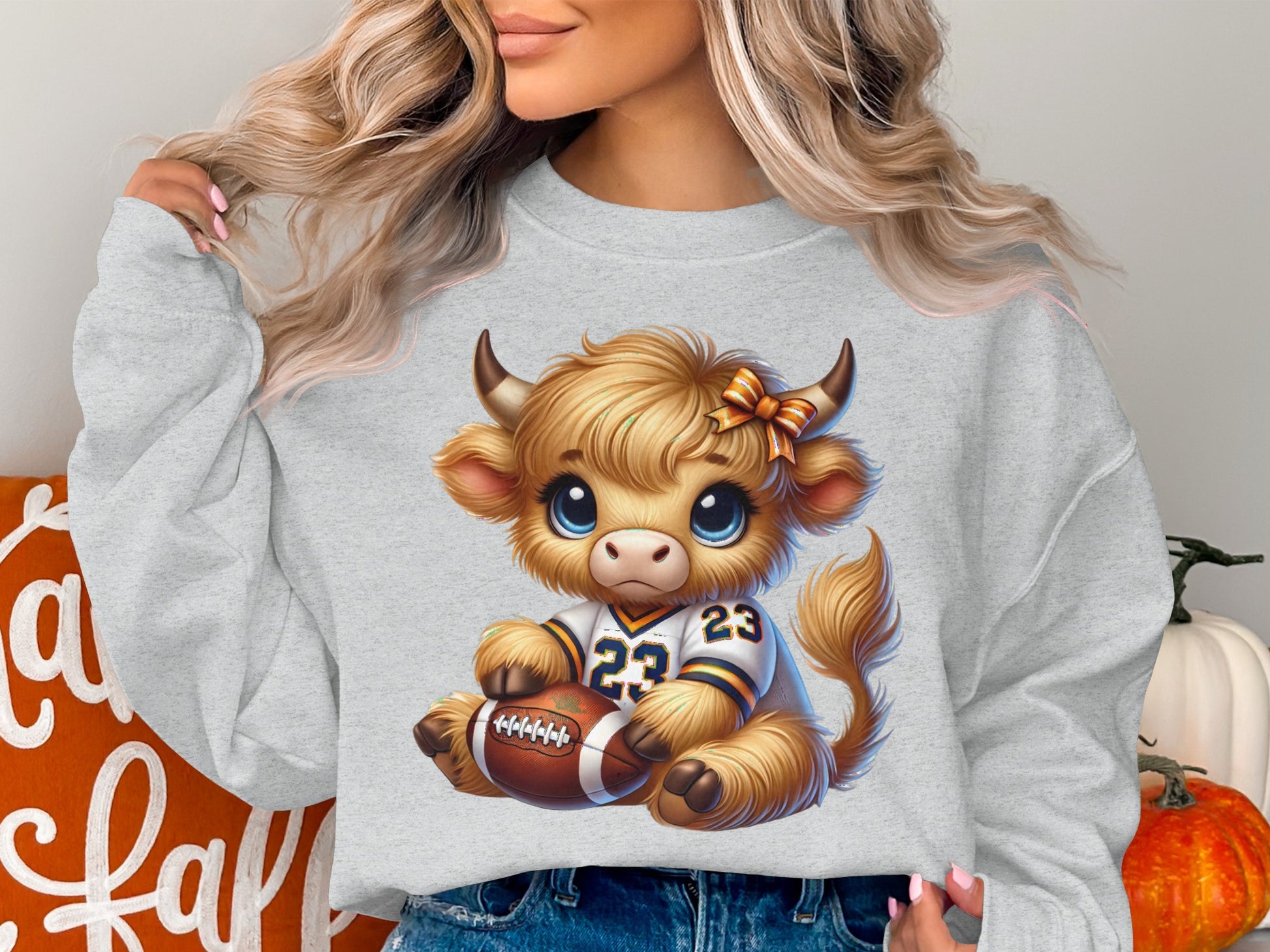 Cute Cartoon Cow Football Sweatshirt Product Type