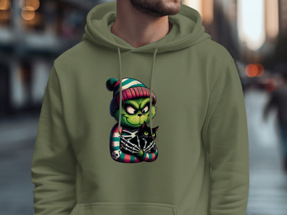 Festive Grumpy Green Character Cozy Hoodie Product