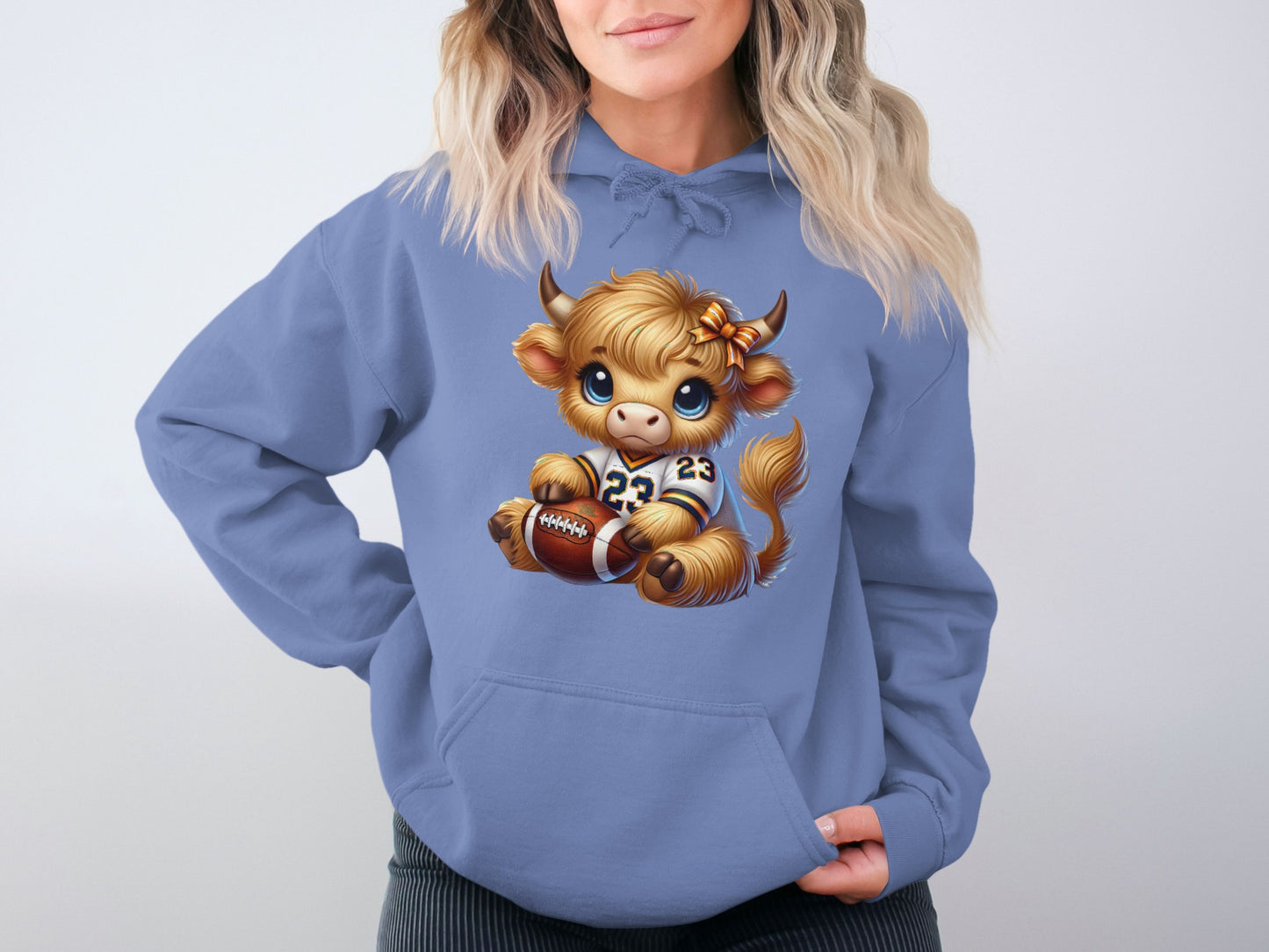 Cute Cartoon Baby Cow with Football Hoodie product type