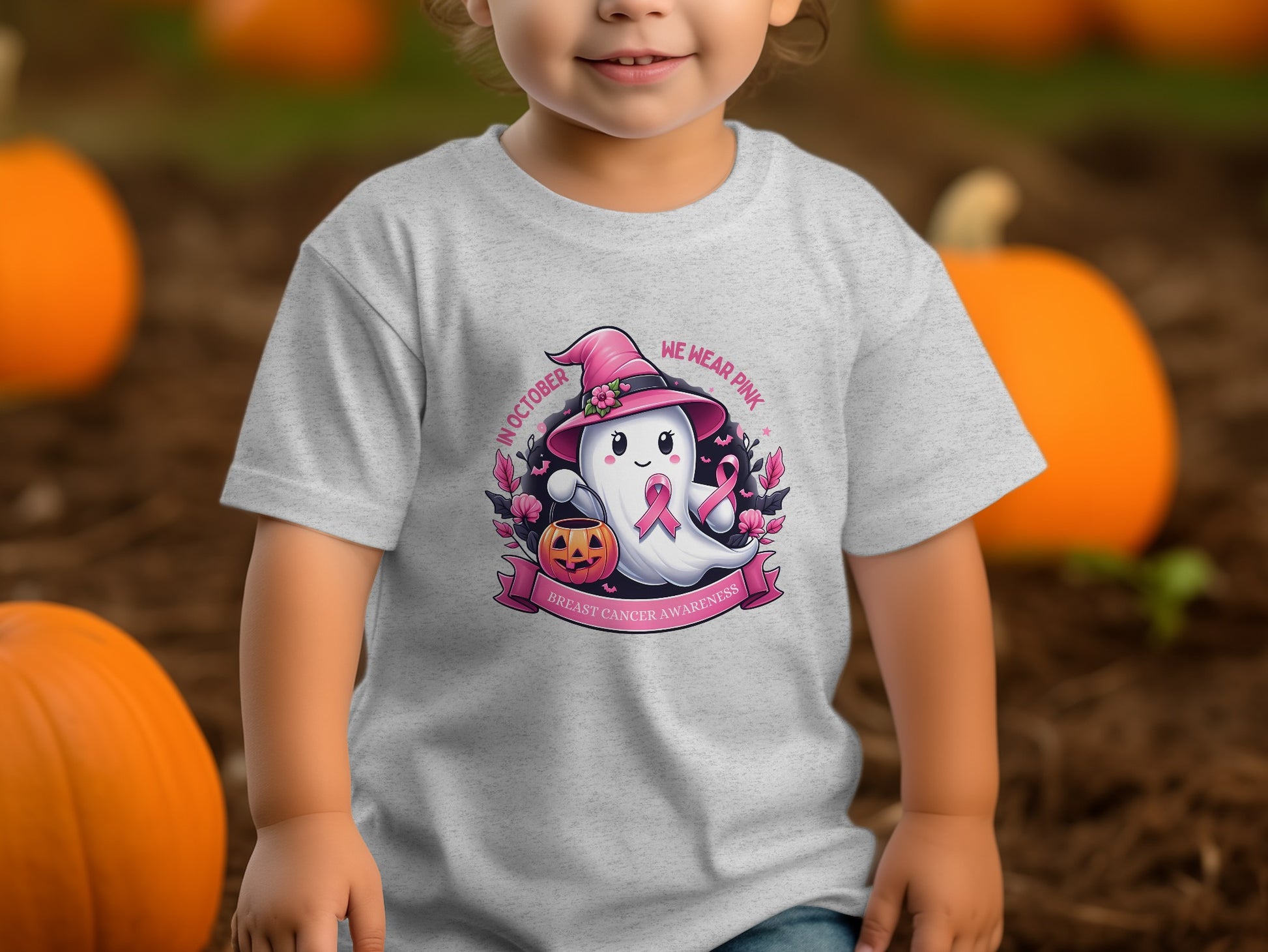 Adorable Ghost Breast Cancer Awareness Kids Shirt product