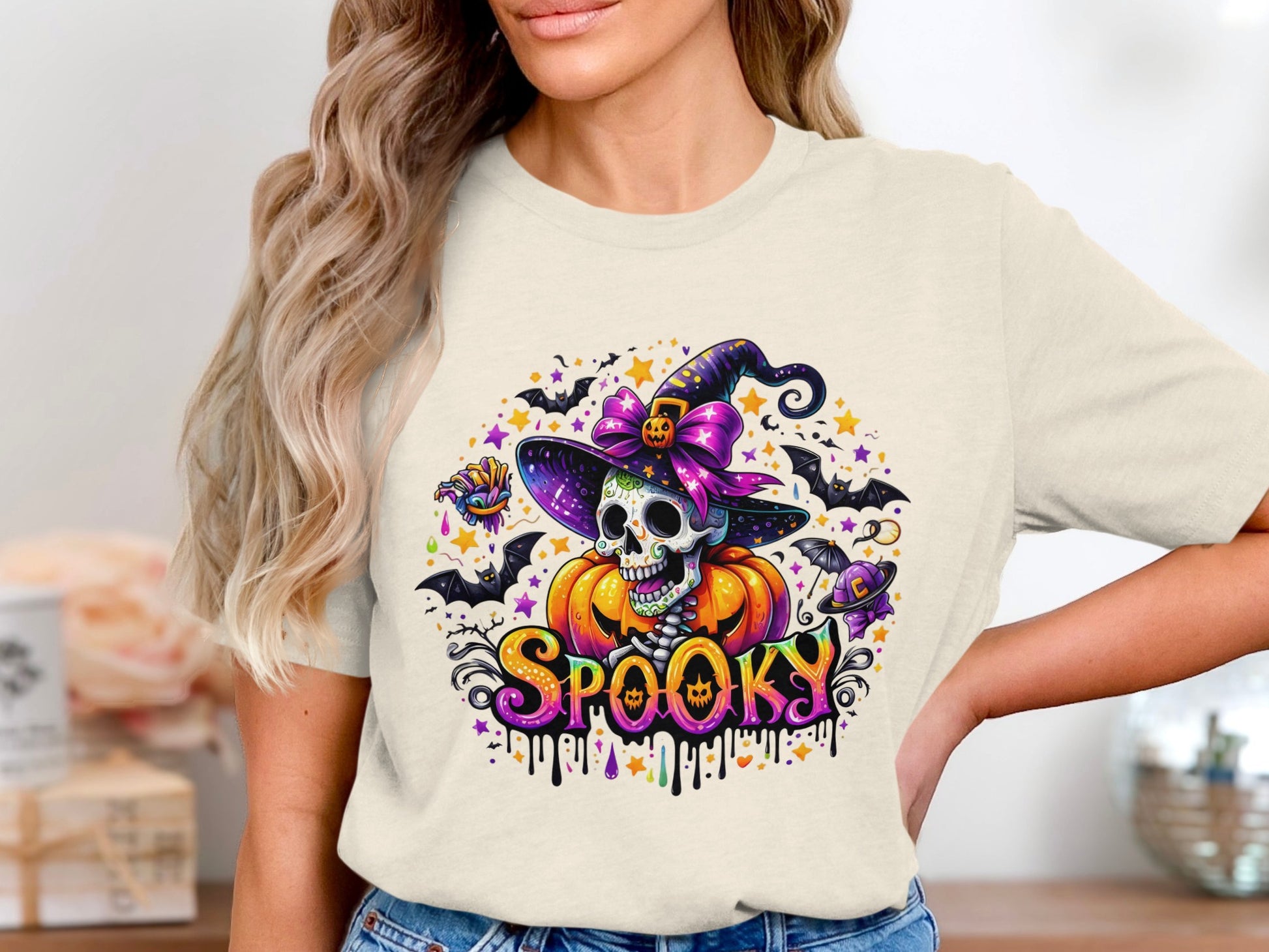 Halloween Skull Witch Spooky Graphic Tee product type