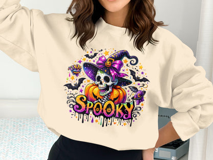 Spooky Skeleton Witch Halloween Sweatshirt product type