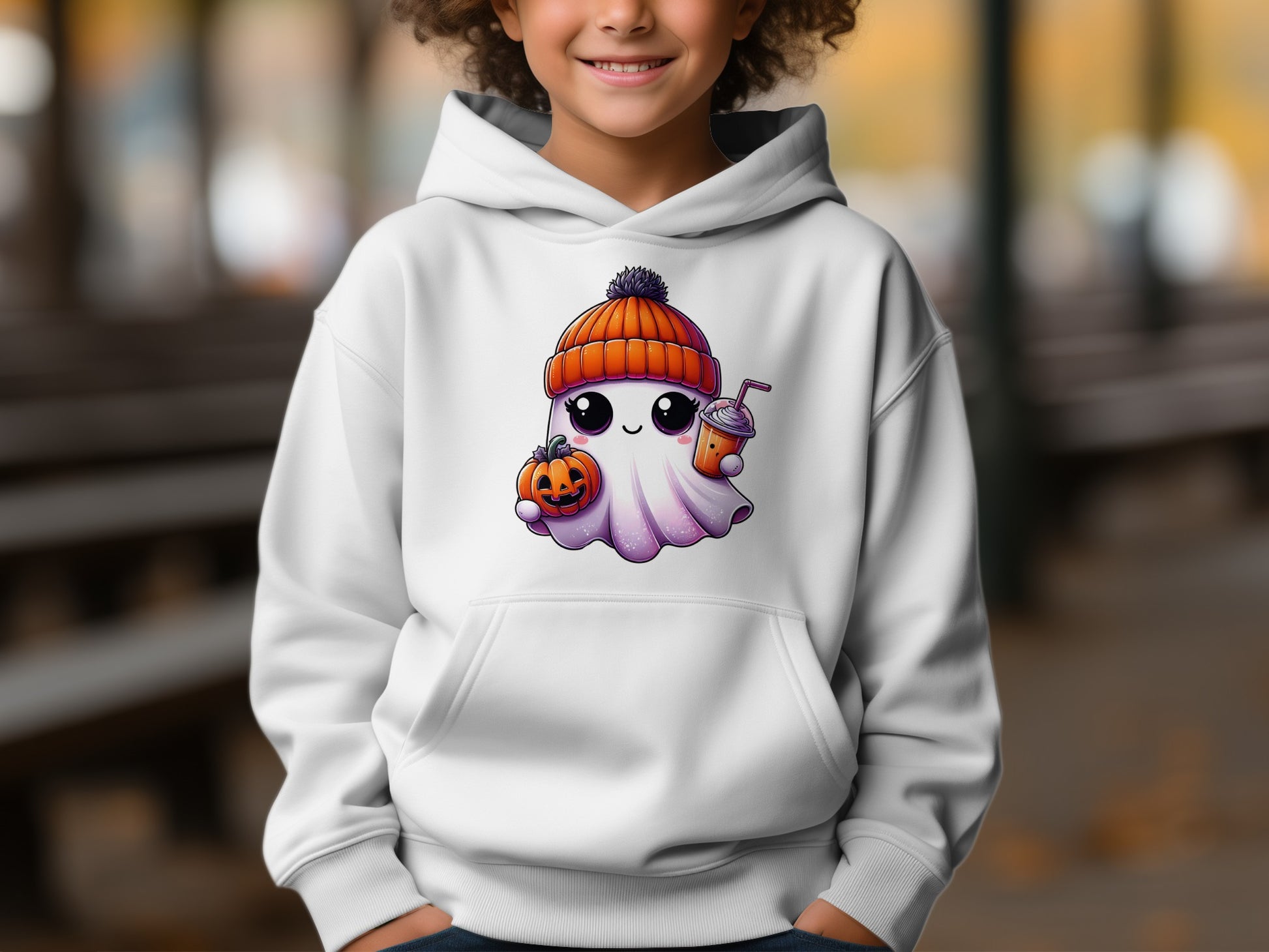 Adorable Ghost Drinking Pumpkin Spice Latte Hoodie product