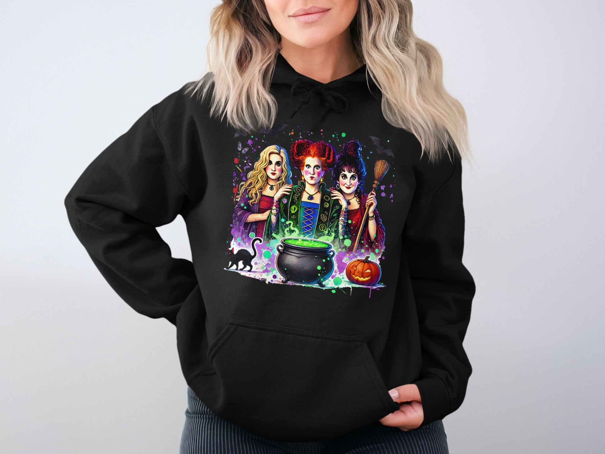 Colorful Witchy Scene Black Hoodie product