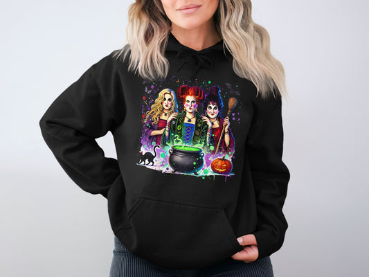 Colorful Witchy Scene Black Hoodie product