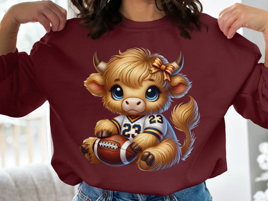 Adorable Highland Cow with Football Sweatshirt product type