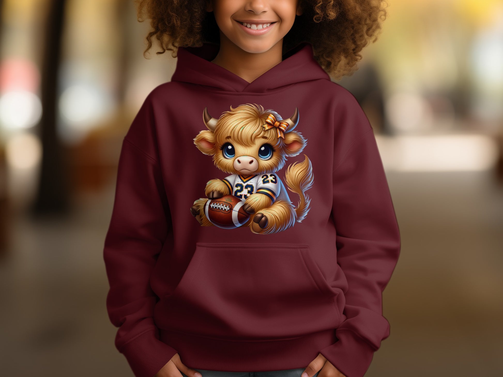 Adorable Bull Playing Football Kids Hoodie product