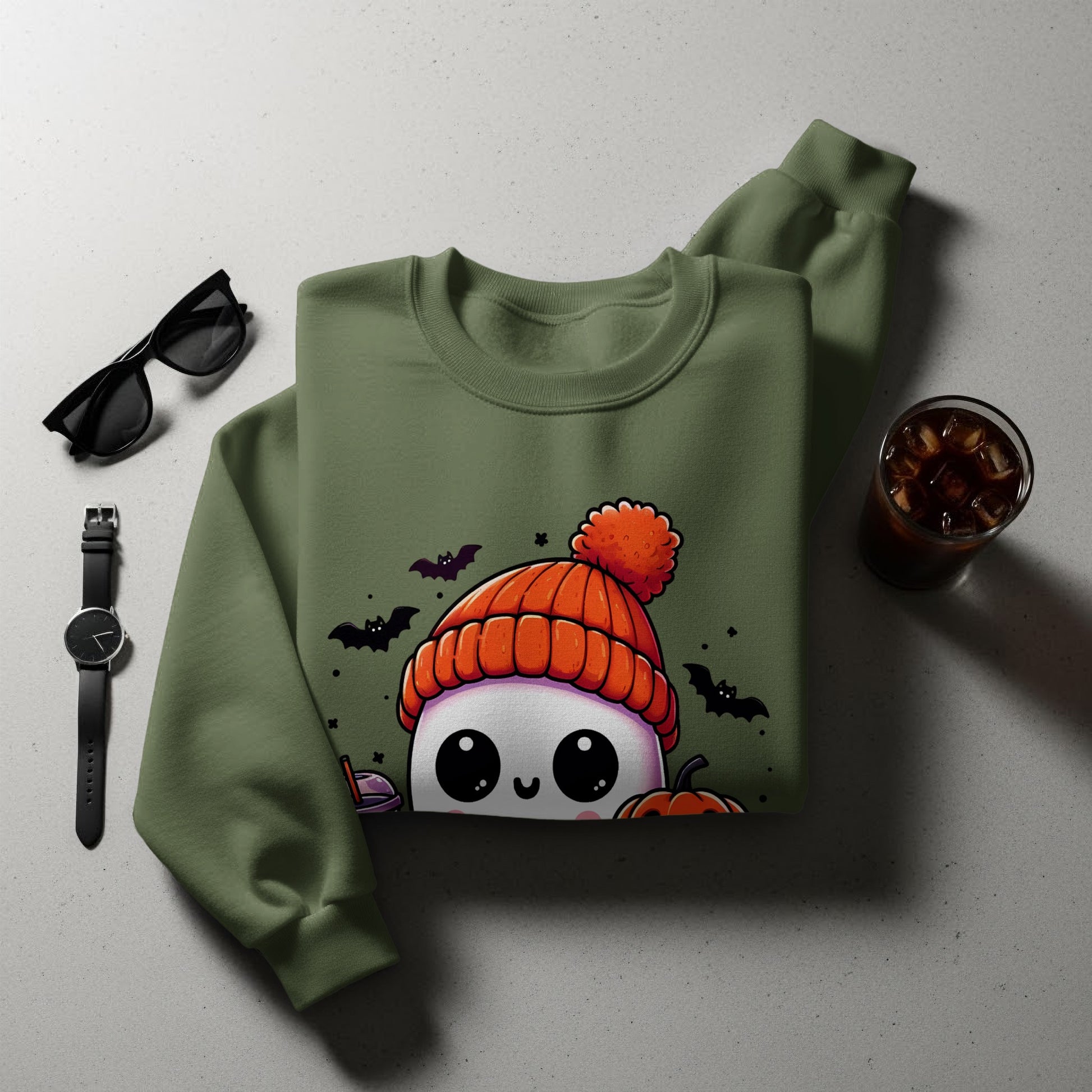 Cute Halloween Ghost in Beanie Sweatshirt product type