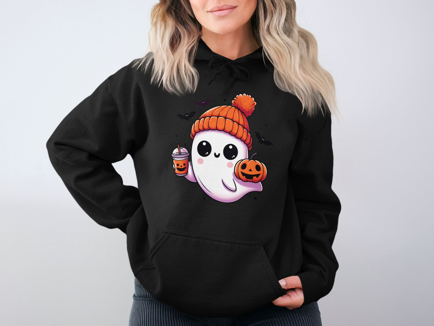 Cozy Halloween Ghost with Pumpkin Hoodie product type