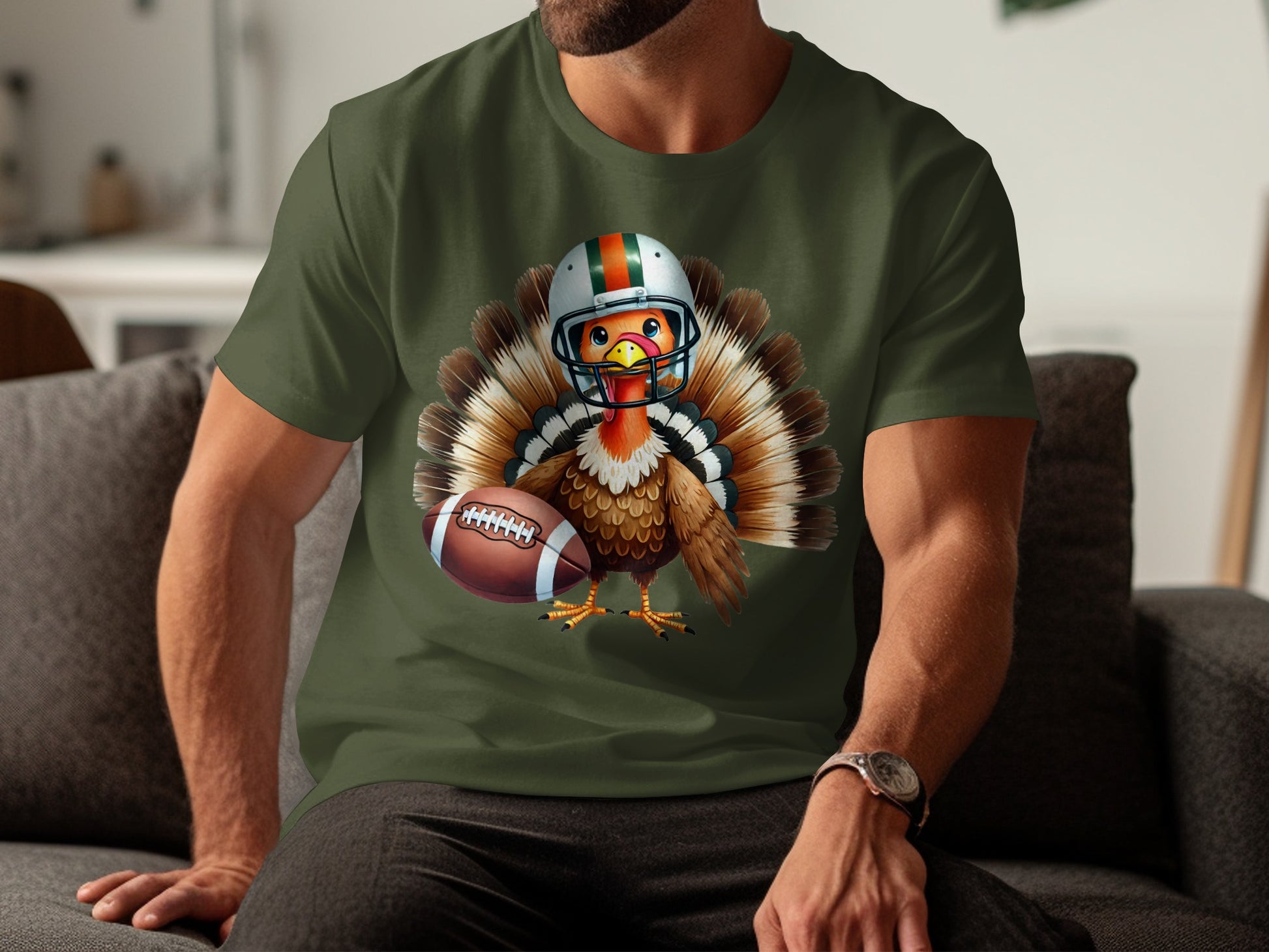 Turkey with Football Helmet Graphic Tee Shirt product type