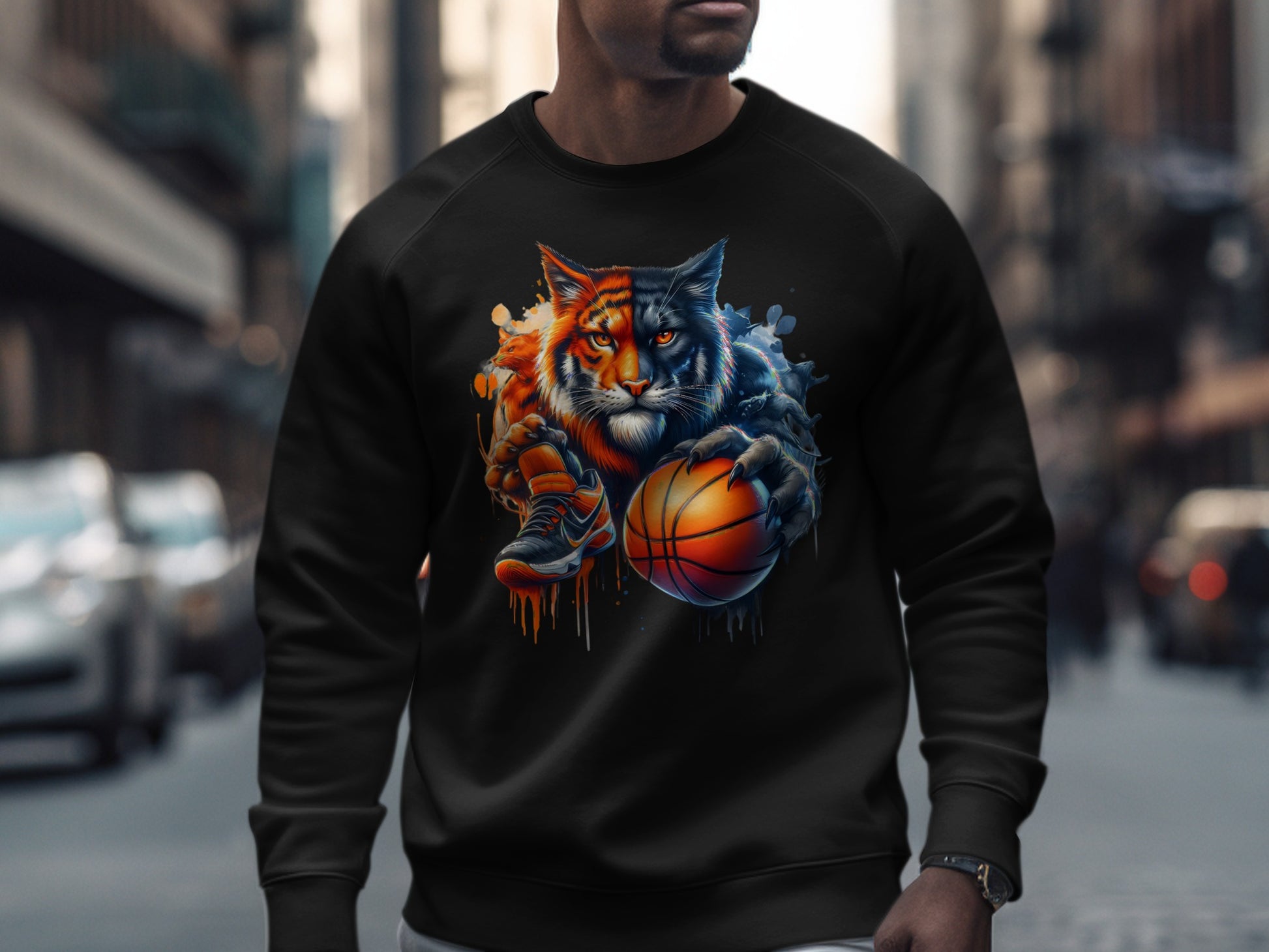 Fiery Tiger and Fierce Cat Basketball Pullover product
