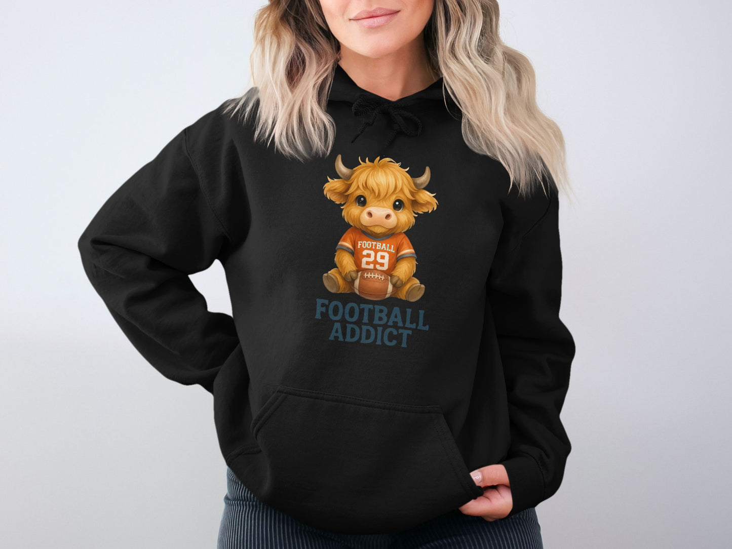 Football Addict Hoodie With Cartoon Bull Design product