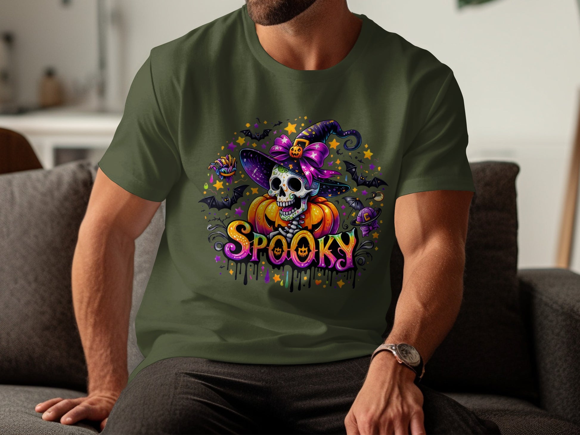 Spooky Skull with Hat Halloween T-shirt product type