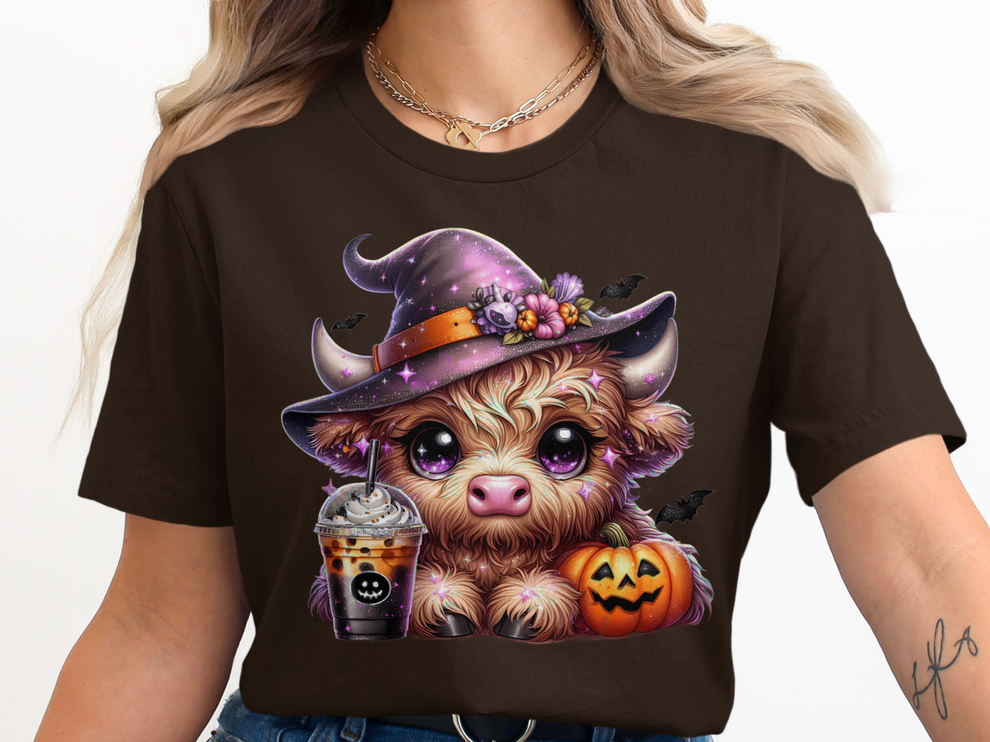 Cute Halloween Highland Cow Graphic Tee product