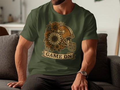 Game On Football Helmet Floral Graphic TShirt product type