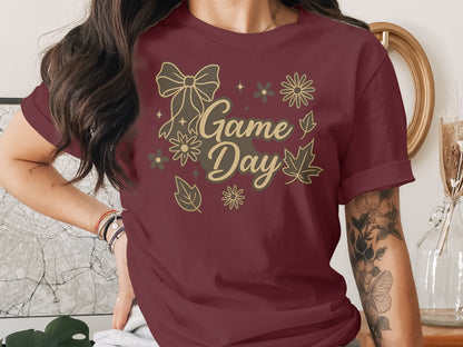 Game Day Tee with Floral and Bow Design product type