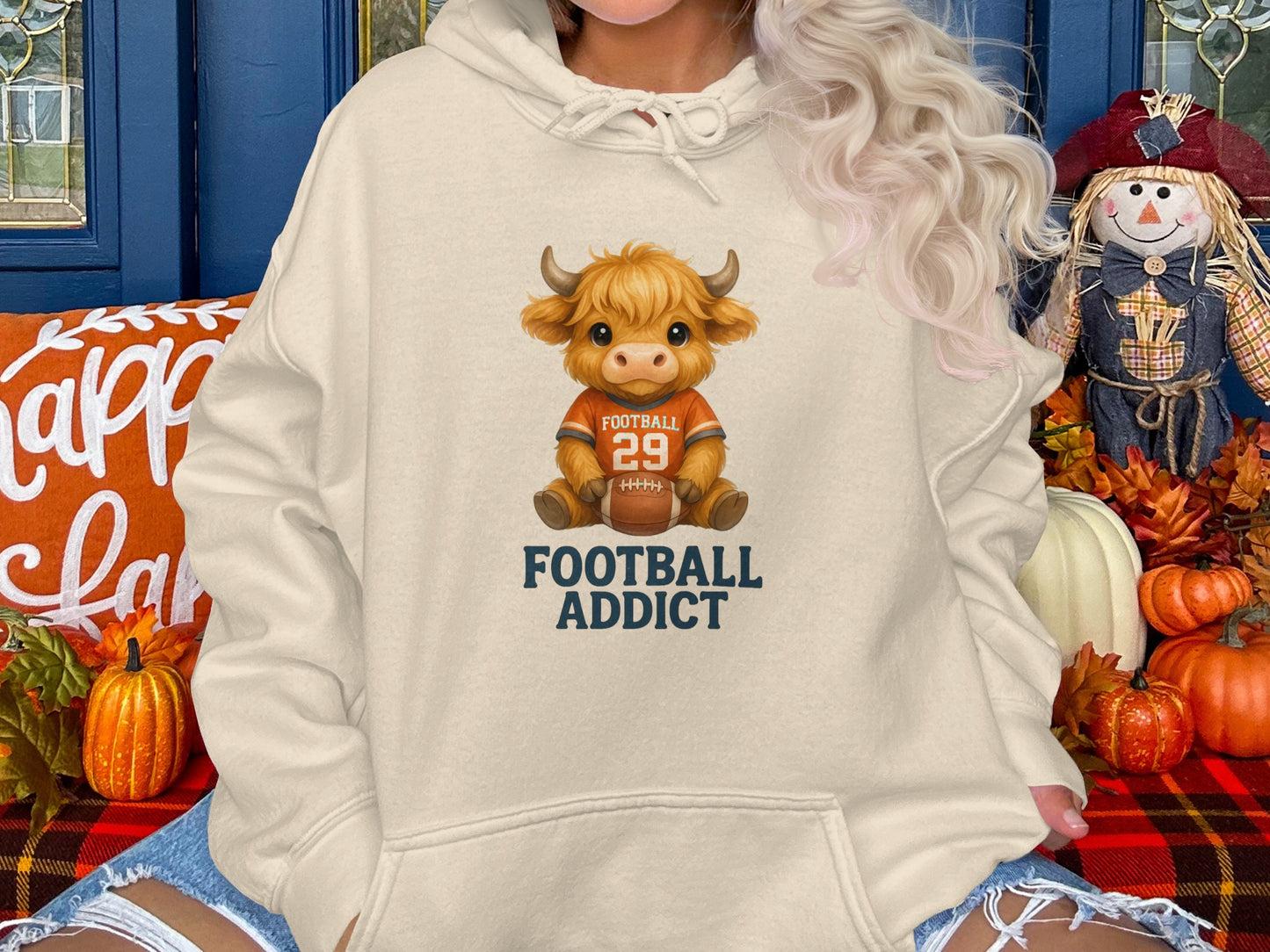 Cute Cartoon Cow Football Addict Hoodie product