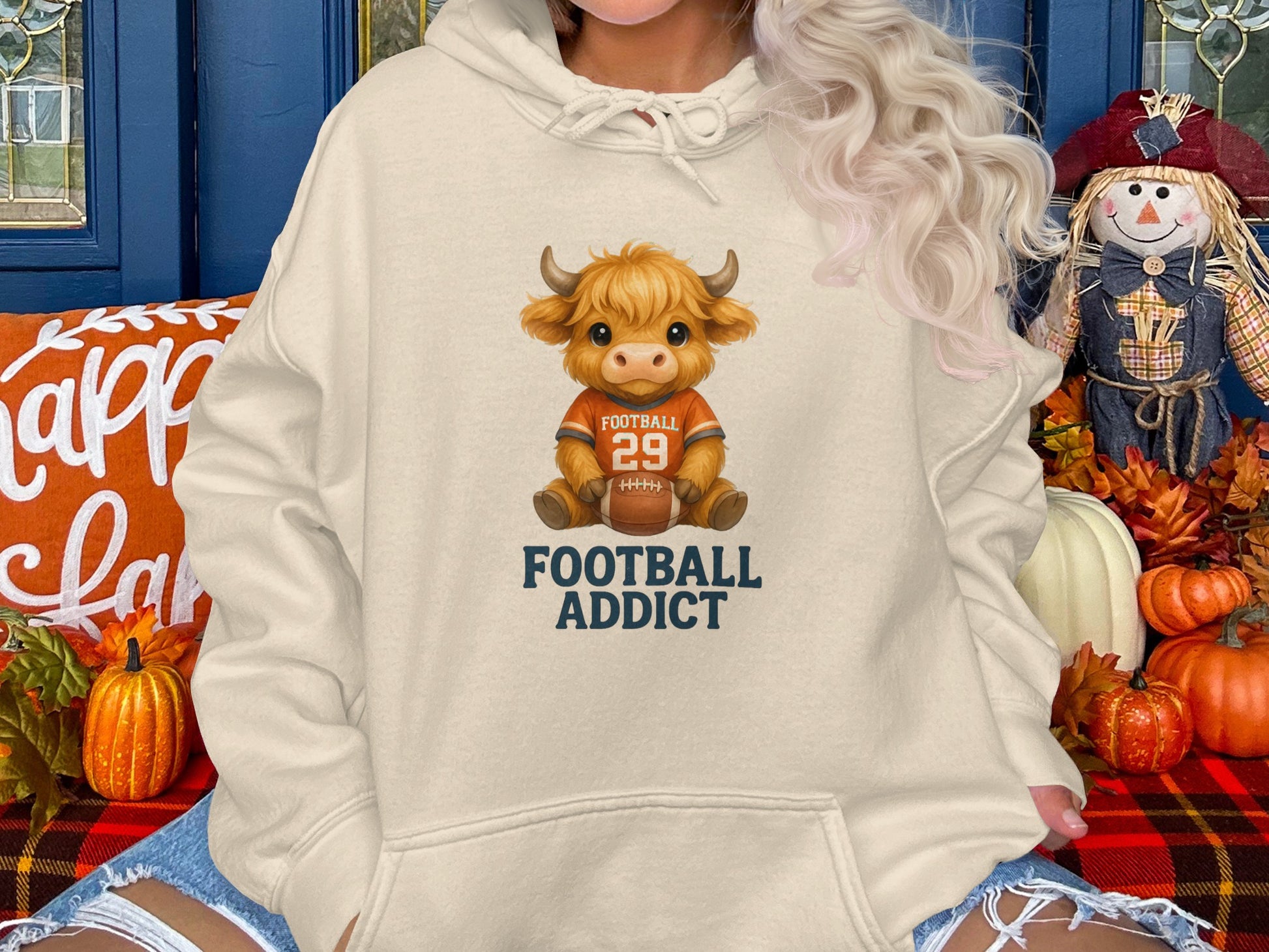 Cute Cartoon Cow Football Addict Hoodie product