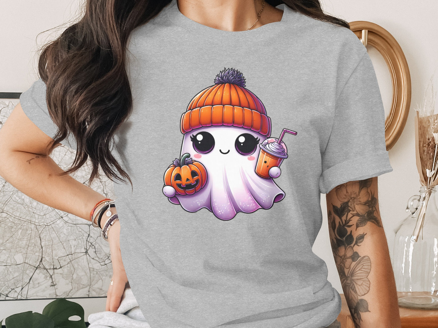 Adorable Halloween Ghost with Pumpkin T-Shirt product