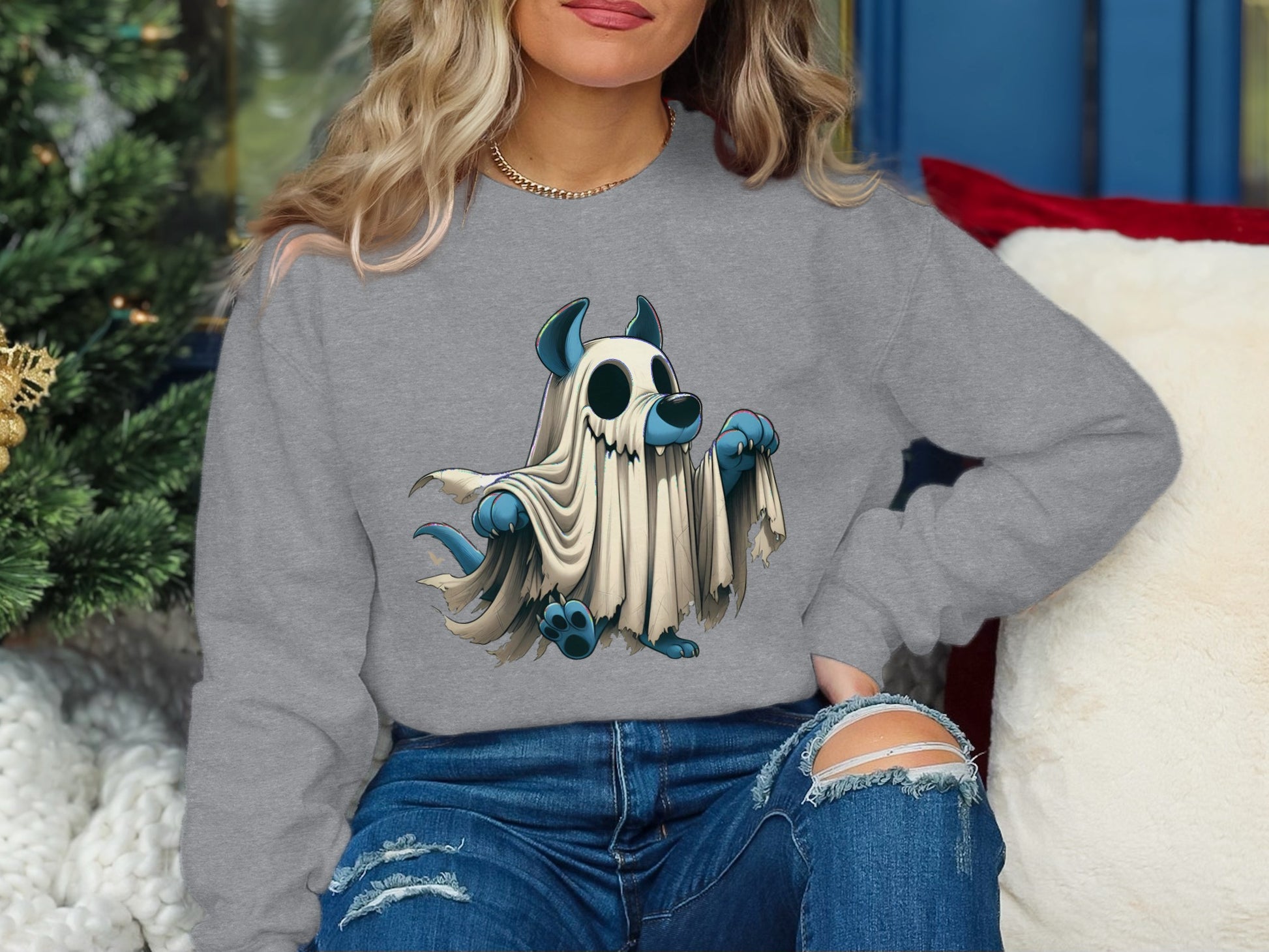 Cute Cartoon Dog Ghost Illustration Sweatshirt product