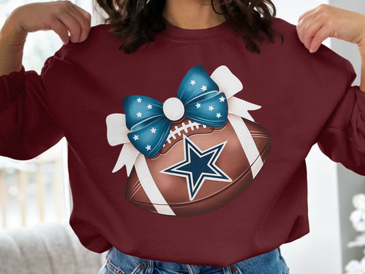 Football with Blue Bow Women's Sweatshirt product