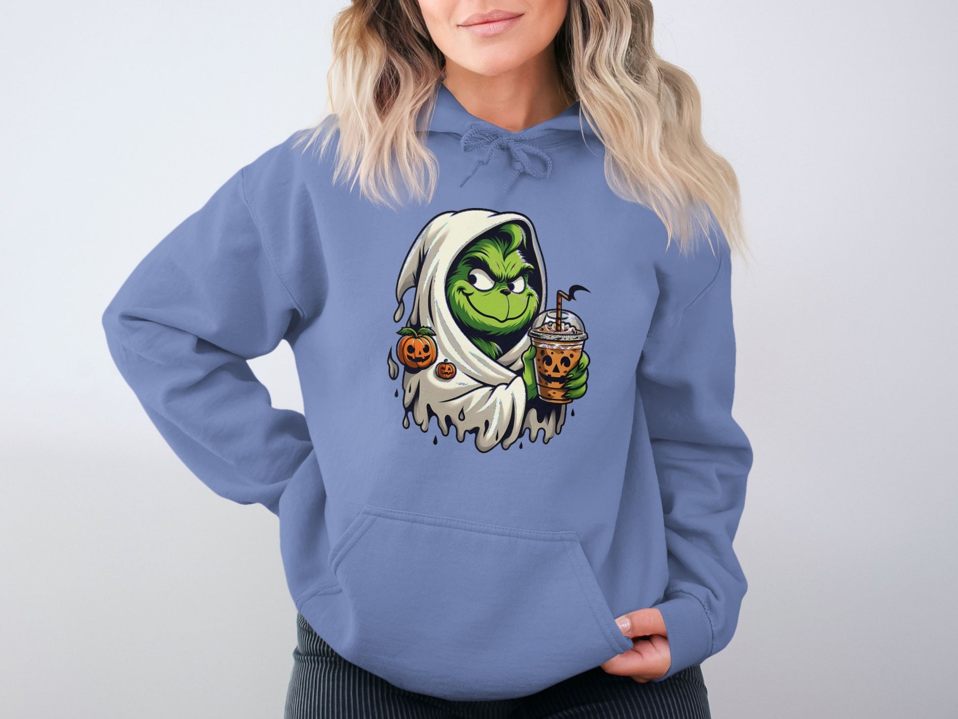 Halloween Grinch Hoodie Cute Pumpkin Design product type