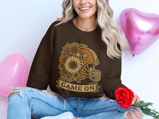 Game On Football Floral Design Long Sleeve product type